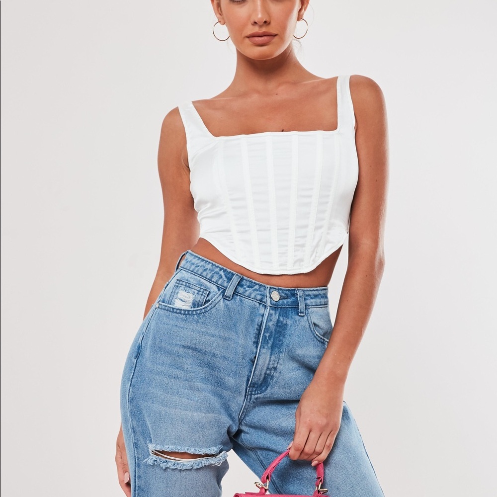 White corset crop top! MISSGUIDED